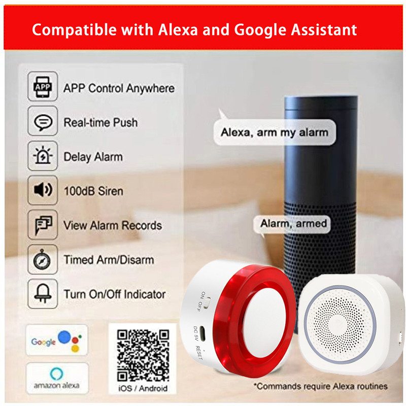 Wireless Interlink Smart Home Security Flash Strobe Sireen Alarm Tuya Rakendus Reaalajas Monitor Valju heli 433Mhz PIR liikumisandur