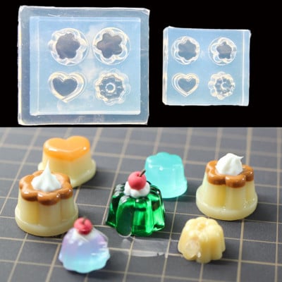 DIY Mini Pudding Epoxy Resin Mold Food Play Μινιατούρα τσιμπήματος Mold Εποξειδική ρητίνη Mold Καλούπια UV ρητίνης