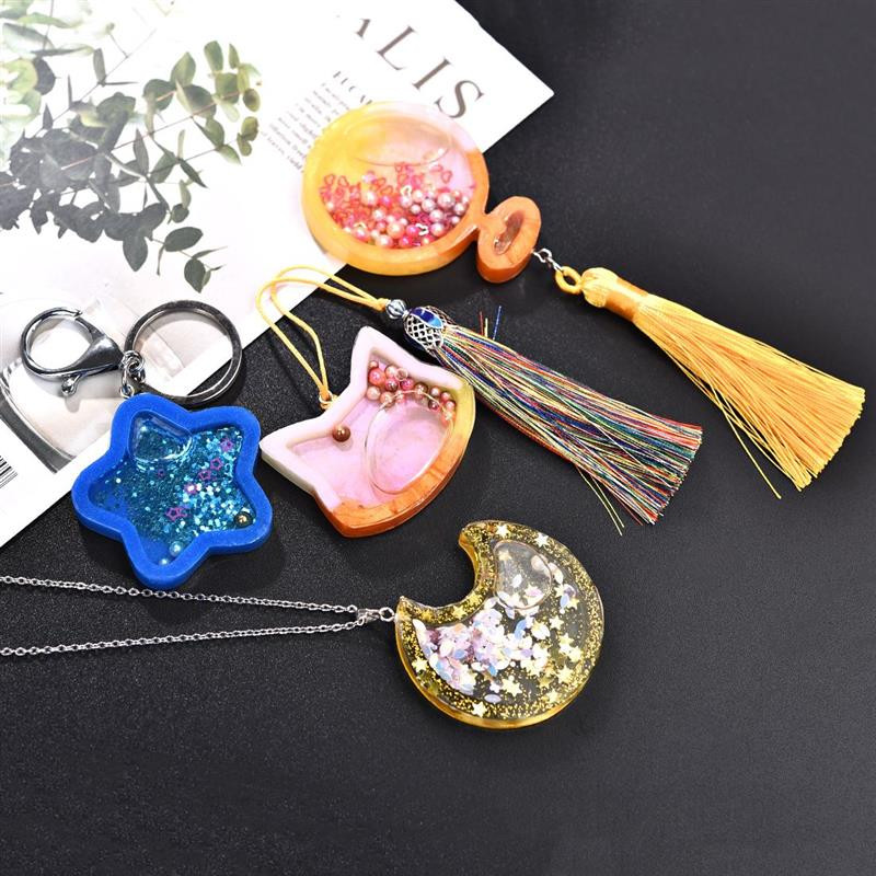 Kawaii Shaker Silikoonvormivaik Heart Star Moon jäätis UV-epoksüvaiguvormid Võtmehoidja ripats Käsitöötööriistad Ehted Tarned