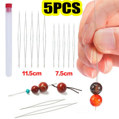 5Pcs Beading Needles Pins Opening Curved Needle for Beads Bracelet DIY Jewelry Making Tools Beaded Threading Pin Needlework Kits