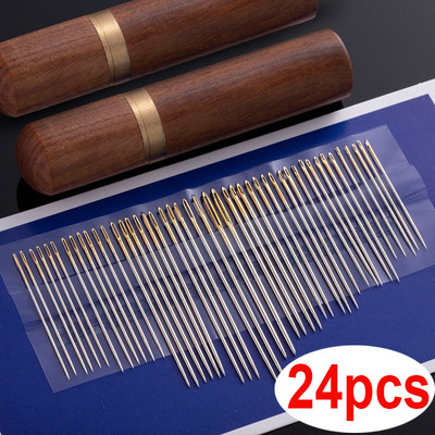 12/24Pcs Blind Needles Big Hole Stainless Steel Needle for Sewing Household DIY Jewerly Making Cord Beading Threading Needles