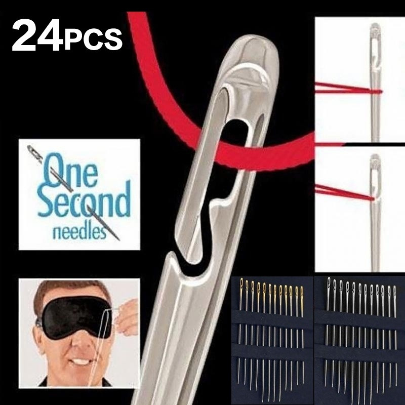 12/24 buc ace oarbe ace din oțel inoxidabil cu gaură mare pentru cusut de uz casnic, bricolaj, bijuterii, cordon, ace de filet