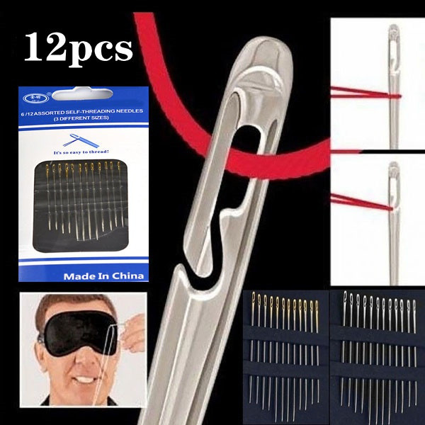 12/24 buc ace de cusut oarbe pentru vârstnici ace din oțel inoxidabil cu gaură mare pentru cusut de uz casnic ace de înfilare pentru mărgele pentru bijuterii