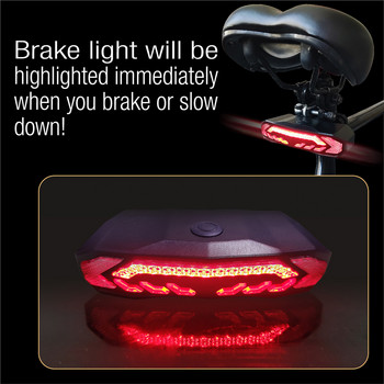 Безжична дистанционна велосипедна аларма Задни светлини против кражба USB акумулаторна водоустойчива задна опашка на велосипед Предупредителна спирачна светлина