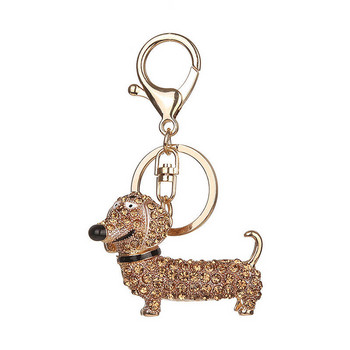 Rhinestone Crystal Cute Dog Dachshund Μπρελόκ Τσάντα Γούρι Κρεμαστό Μπρελόκ Θήκη μπρελόκ Κοσμήματα για γυναίκες Δώρο κορίτσι