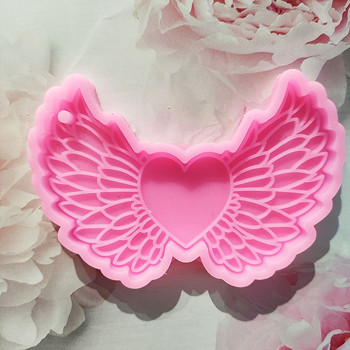 Блестящи лъскави силиконови форми Love Angel Wing Keychain Форма Направи си сам Орнамент Висулка Бижута Форми за изработка от епоксидна смола