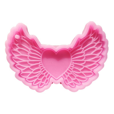 Läikivad läikivad silikoonvormid Love Angel Wing võtmehoidja vorm DIY ornament ripats ehted Epoksiidvaigust meisterdamisvormid