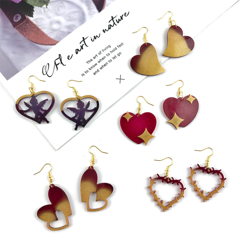 DIY fülbevalók szilikon penész szív medál epoxi penész kézzel készített csepp lógó fülbevaló ékszer forma barkács ékszer készítés kézműves