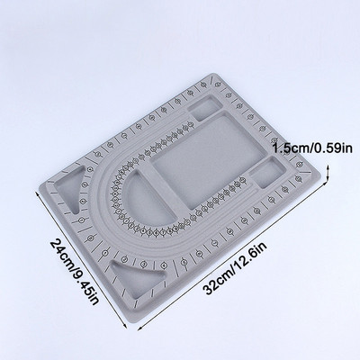 Tavă de mărgele flocate, bricolaj, brățară, colier, bijuterii, descoperiri, organizator de mărgele gri, instrumente de măsurare, accesorii