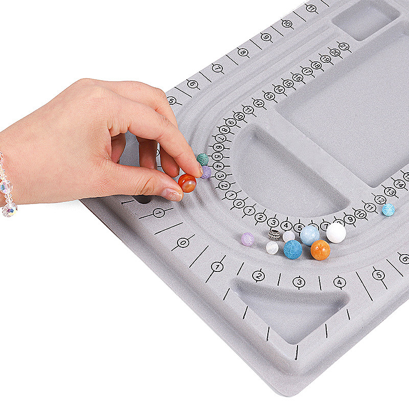 Tavă de mărgele flocate, bricolaj, brățară, colier, bijuterii, descoperiri, organizator de mărgele gri, instrumente de măsurare, accesorii