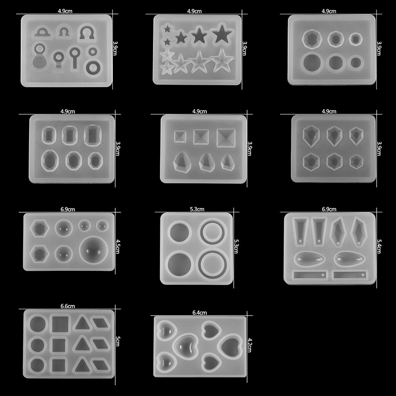 1 bucată inimă rotundă ovală în formă de dreptunghi matriță din silicon pentru bijuterii în stil mixt, rășină epoxidică, pentru bricolaj, bijuterii, instrumente de fabricare