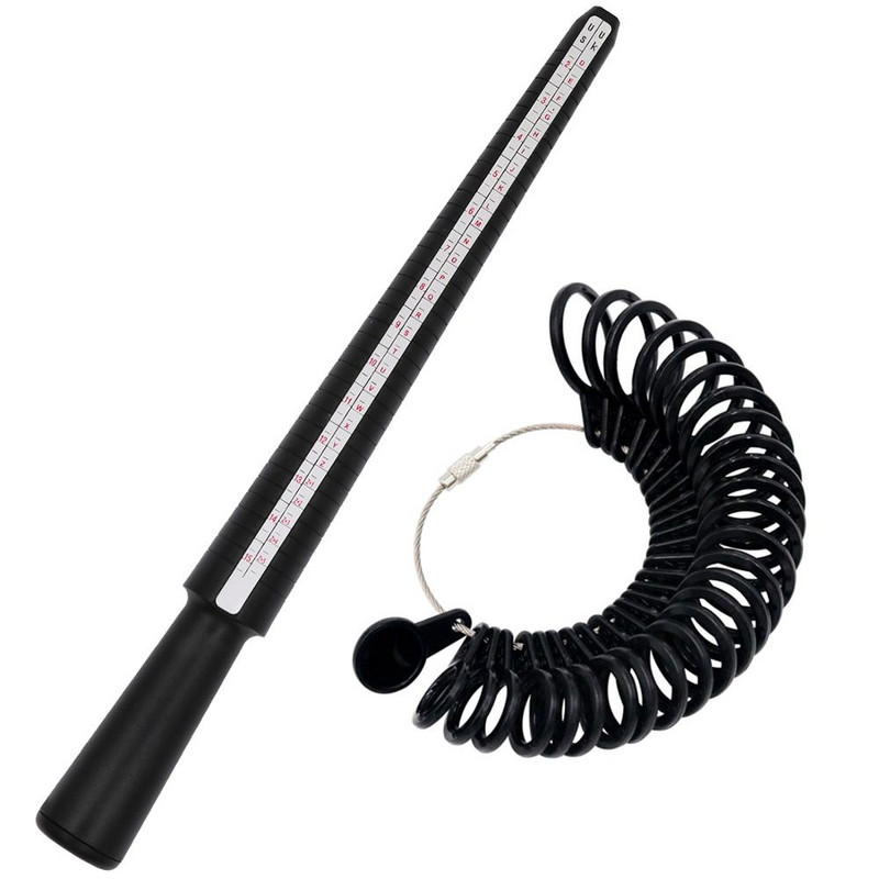 Műanyag gyűrű méretmérő készlet Gyűrűs tüske mérőpálca 0-13 US Méret UK Ujjméretező hurok gyűrű Szerszámok Ékszerszerszámok