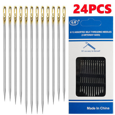 12/36 tk Pimeõmblusnõelad eakatele, suure auguga roostevabast terasest nõel kodumajapidamises meisterdamiseks mõeldud ehete keermestamiseks mõeldud nõelad