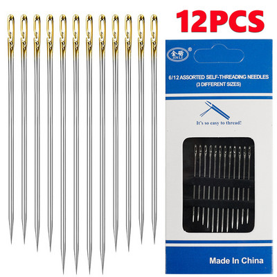 12/36 tk Pimeõmblusnõelad eakatele, suure auguga roostevabast terasest nõel kodumajapidamises meisterdamiseks mõeldud ehete keermestamiseks mõeldud nõelad