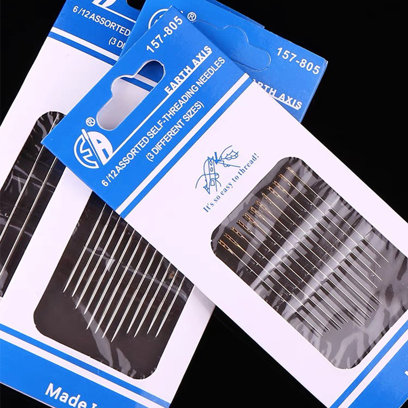 12/36 tk Pimeõmblusnõelad eakatele, suure auguga roostevabast terasest nõel kodumajapidamises meisterdamiseks mõeldud ehete keermestamiseks mõeldud nõelad