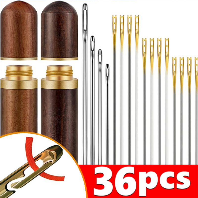 12/36 tk Pimeõmblusnõelad eakatele, suure auguga roostevabast terasest nõel kodumajapidamises meisterdamiseks mõeldud ehete keermestamiseks mõeldud nõelad