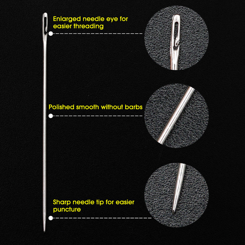 12/36 tk Pimeõmblusnõelad eakatele, suure auguga roostevabast terasest nõel kodumajapidamises meisterdamiseks mõeldud ehete keermestamiseks mõeldud nõelad