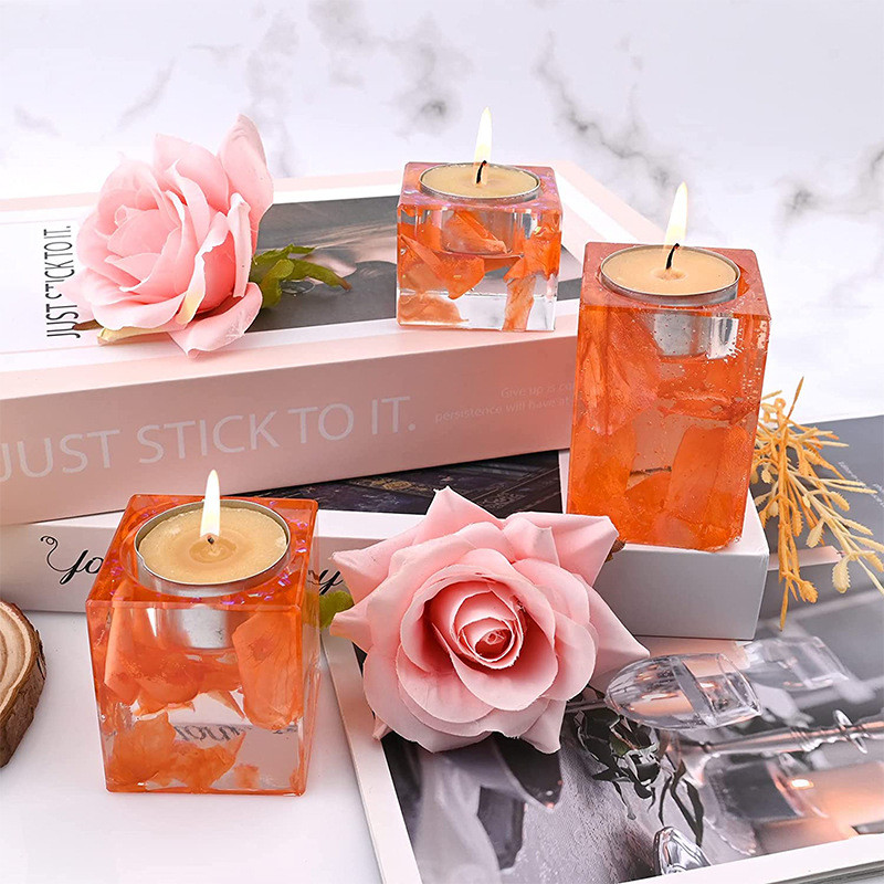 Καλούπι τετράγωνης θήκης κεριών Καλούπι σιλικόνης DIY Κρυστάλλινο καλούπι εποξειδικής ρητίνης