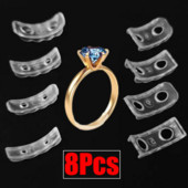 8 tk läbipaistva rõnga sisemise suuruse reguleerimine suurte rõngaste jaoks, kaotsiminekuvastane nähtamatu rõngas fikseeritud pinguti vähendaja suuruse muutmise kleebis