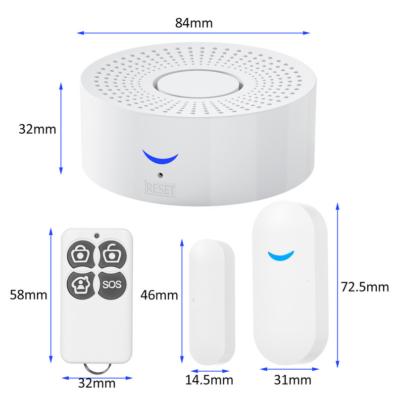WiFi intelligens biztonsági riasztórendszer készlet többfunkciós riasztók ajtó ablak érzékelő riasztó mágneses otthoni biztonsági rendszer ajtó nyitva riasztás