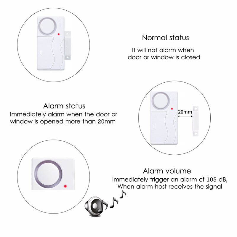 Vezeték nélküli ajtó ablak nyitott zárt zárt ABS távirányító ajtó érzékelő riasztó gazda betörés biztonsági riasztó rendszer otthoni magas decibel riasztás