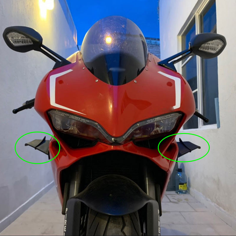 Skirtas Yamaha R3/R25 CFMOTO motociklo sparnų aerodinaminio spoilerio sparnų komplektui su lipniu motociklo dekoravimo lipduku, universalus