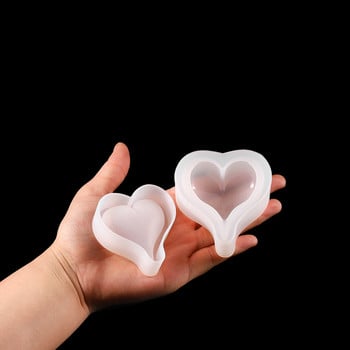 Κρεμαστά 3D Σχήμα Καρδιάς Σιλικόνης Μορφής Ρητίνης Εποξειδική Μπρελόκ Καλούπια Σαπουνιού Κεριά για Αξεσουάρ κατασκευής κοσμημάτων DIY
