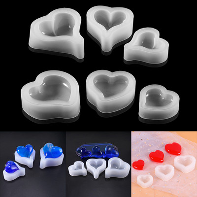 3D силиконова форма във формата на сърце, смола, епоксидни ключодържатели, висулки, форми за сапун, свещи, форми за Направи си сам аксесоари за изработка на бижута