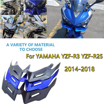 Motocikla priekšējās aerodinamiskās spuras Vējstikla aizsargspārns priekš Yamaha YZF R3 R25 2014-2018 Melns Zils Sarkans Oglekļa šķiedras krāsas