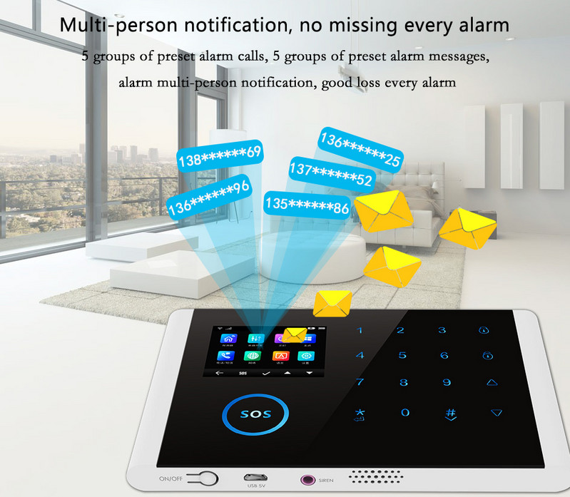 Sistem de alarmă Corui Wifi GSM GPRS Tastatură de securitate pentru efracție 433MHz Senzor fără fir de alarmă în 9 limbi funcțional cu aplicația Tuya Smart Life