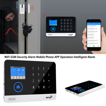 Нова WIFI GSM безжична домашна охранителна алармена система APP Control Siren RFID PIR Motion Detector Smoke Sensor DIY Kit