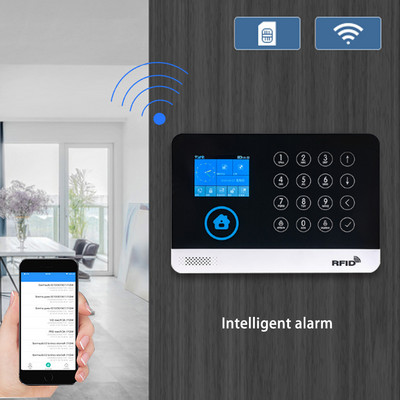 Нова WIFI GSM безжична домашна охранителна алармена система APP Control Siren RFID PIR Motion Detector Smoke Sensor DIY Kit