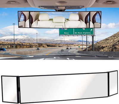 Голямо универсално HD закопчаващо се огледало за задно виждане за кола Широкоъгълно автомобилно широко изпъкнало извито вътрешно огледало за обратно виждане