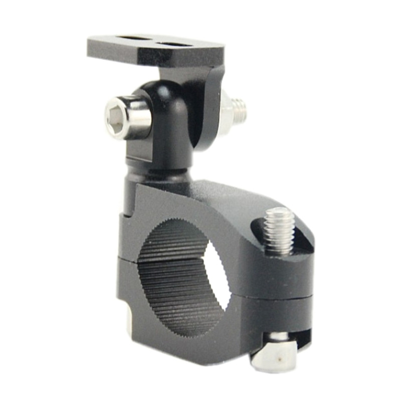 Universalus tvirtinimo laikiklis, skirtas motociklo modifikuoto priekinio žibinto stovo atramos prailginimo laikiklio fiksuotai lempai