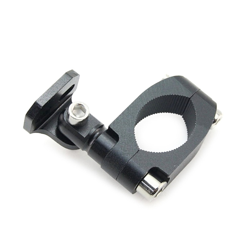 Universalus tvirtinimo laikiklis, skirtas motociklo modifikuoto priekinio žibinto stovo atramos prailginimo laikiklio fiksuotai lempai