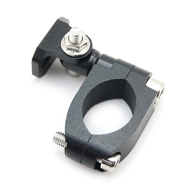 Universalus tvirtinimo laikiklis, skirtas motociklo modifikuoto priekinio žibinto stovo atramos prailginimo laikiklio fiksuotai lempai