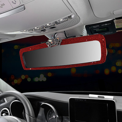 Crown Bling Crystal Frame Retrovizor Auto Decoration Žensko retrovizor visoke rezolucije Girly Auto Accessories Interijer