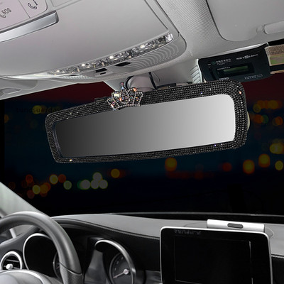 Crown Bling Crystal Frame Retrovizor Auto Decoration Žensko retrovizor visoke rezolucije Girly Auto Accessories Interijer