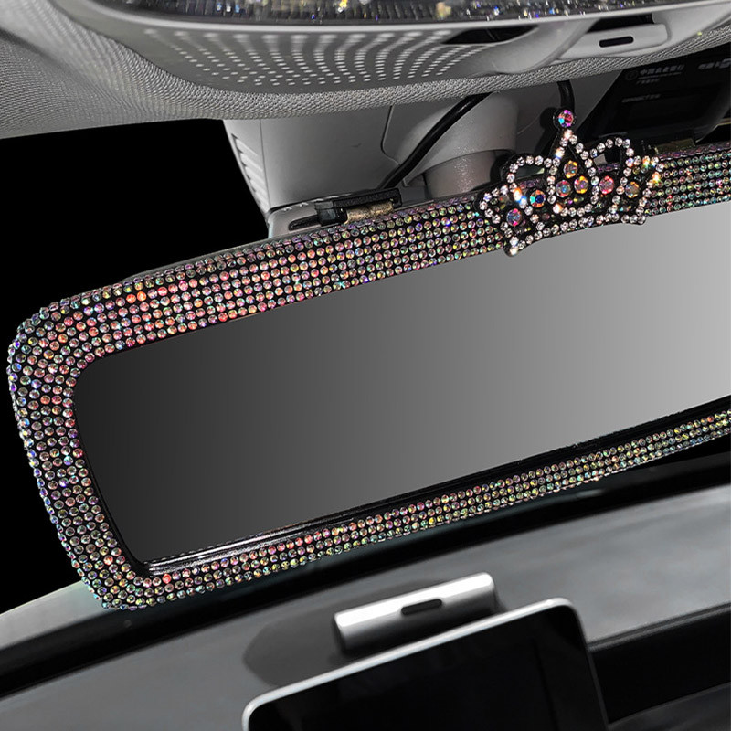 Crown Bling Crystal Frame Retrovizor Auto Decoration Žensko retrovizor visoke rezolucije Girly Auto Accessories Interijer