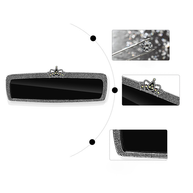 Crown Bling Crystal Frame Retrovizor Auto Decoration Žensko retrovizor visoke rezolucije Girly Auto Accessories Interijer