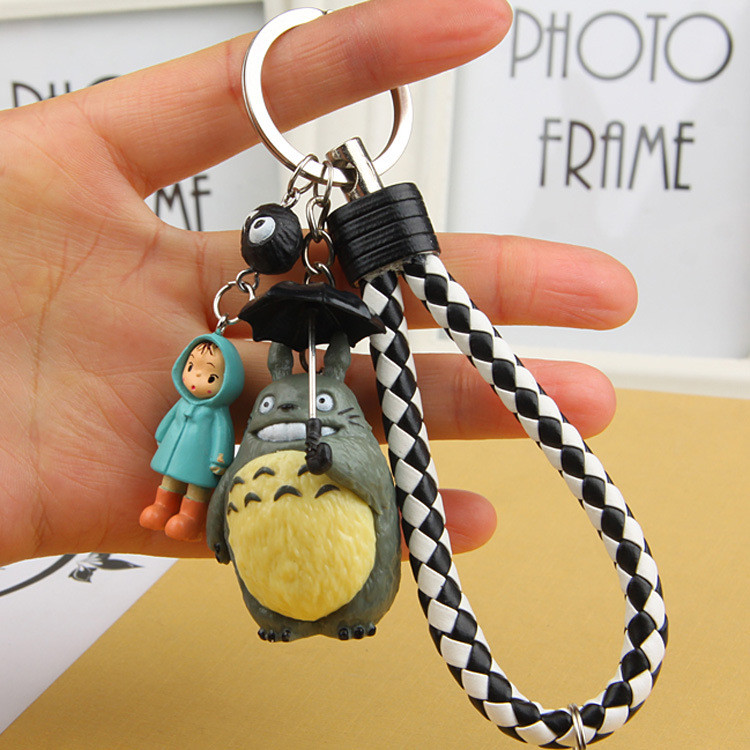 Automobilio raktų pakabukas Miyazaki Anime Totoro Skėtis Guminiai raktų pakabukai Raktų pakabukas Auto dirželis raktams Raktų pakabukas Dekoravimo priedai Dovana