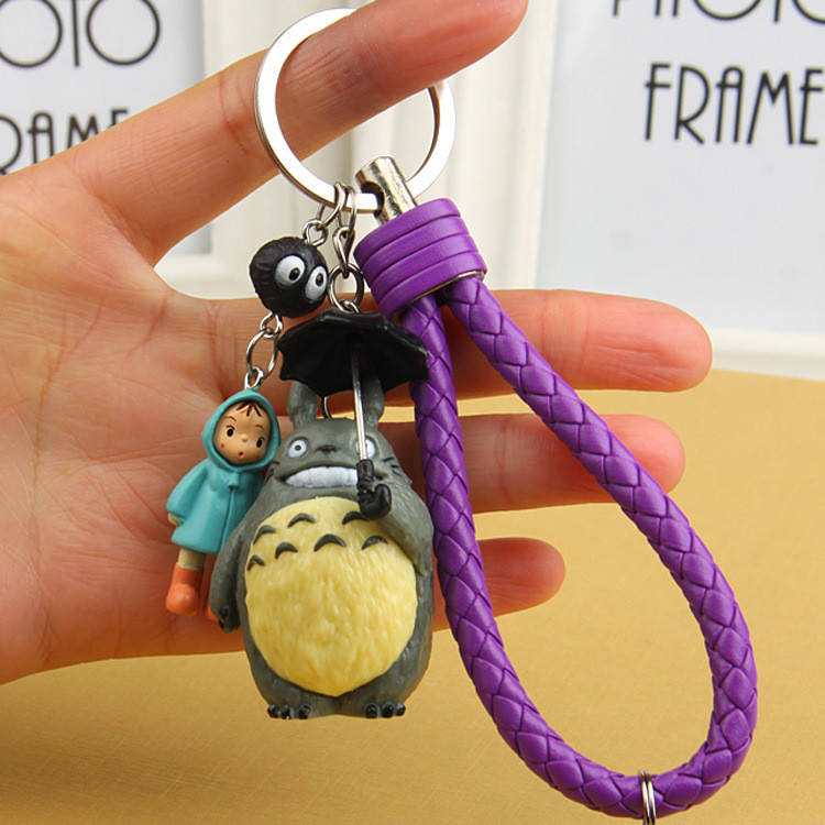Automobilio raktų pakabukas Miyazaki Anime Totoro Skėtis Guminiai raktų pakabukai Raktų pakabukas Auto dirželis raktams Raktų pakabukas Dekoravimo priedai Dovana