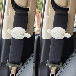 Animacinių filmų automobilio vidaus galinio vaizdo veidrodžio dangtelis avių pliušinis automatinis galinio vaizdo veidrodžio dėklo dekoravimo priedai moterims mergaitėms