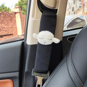 Animacinių filmų automobilio vidaus galinio vaizdo veidrodžio dangtelis avių pliušinis automatinis galinio vaizdo veidrodžio dėklo dekoravimo priedai moterims mergaitėms