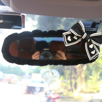 Χαριτωμένο πλέξιμο Lover Bowknot Car Εσωτερικό κάλυμμα καθρέφτη Βελούδινο αυτόματο εσωτερικό θήκη καθρέφτη οπισθοπορείας Διακόσμηση αξεσουάρ για γυναίκες