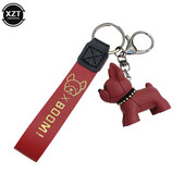 Fashion Punk Γαλλικό μπουλντόγκ Μπρελόκ PU Δερμάτινο μπρελόκ σκύλου για γυναίκες Τσάντα Κρεμαστό κόσμημα Μπιμπελό Ανδρικό μπρελόκ αυτοκινήτου Μπρελόκ