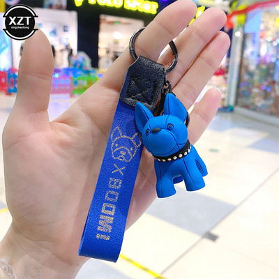 Fashion Punk Γαλλικό μπουλντόγκ Μπρελόκ PU Δερμάτινο μπρελόκ σκύλου για γυναίκες Τσάντα Κρεμαστό κόσμημα Μπιμπελό Ανδρικό μπρελόκ αυτοκινήτου Μπρελόκ