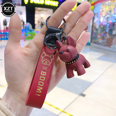 Fashion Punk Γαλλικό μπουλντόγκ Μπρελόκ PU Δερμάτινο μπρελόκ σκύλου για γυναίκες Τσάντα Κρεμαστό κόσμημα Μπιμπελό Ανδρικό μπρελόκ αυτοκινήτου Μπρελόκ