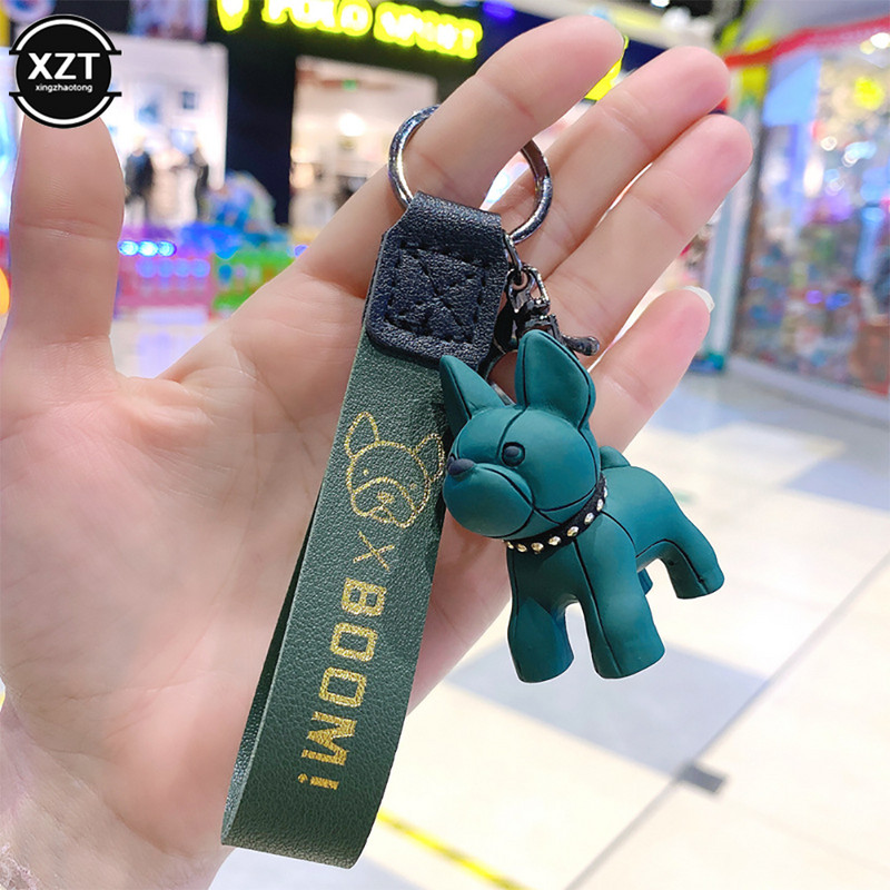 Fashion Punk Γαλλικό μπουλντόγκ Μπρελόκ PU Δερμάτινο μπρελόκ σκύλου για γυναίκες Τσάντα Κρεμαστό κόσμημα Μπιμπελό Ανδρικό μπρελόκ αυτοκινήτου Μπρελόκ