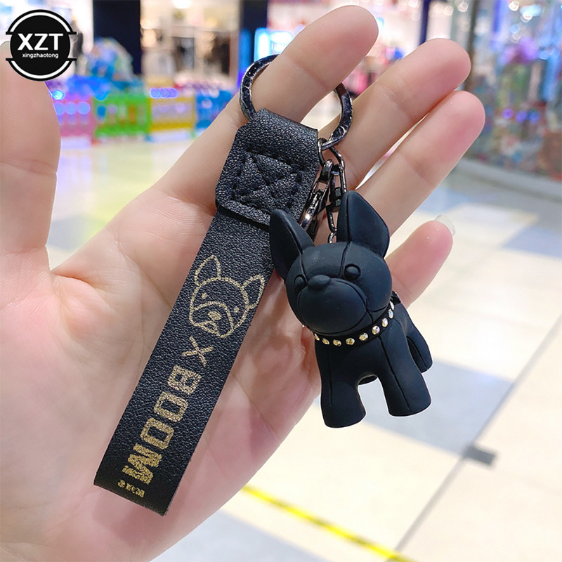 Fashion Punk Γαλλικό μπουλντόγκ Μπρελόκ PU Δερμάτινο μπρελόκ σκύλου για γυναίκες Τσάντα Κρεμαστό κόσμημα Μπιμπελό Ανδρικό μπρελόκ αυτοκινήτου Μπρελόκ